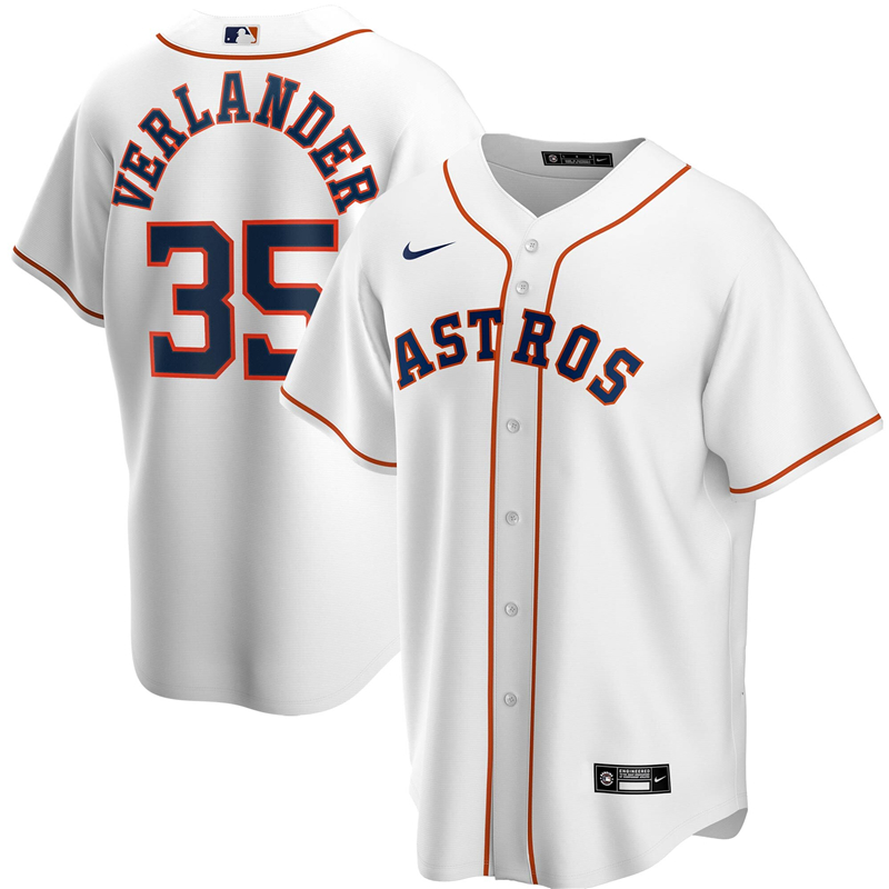 2020 MLB Men Houston Astros #35 Justin Verlander Nike White Home 2020 Replica Player Jersey 1->houston astros->MLB Jersey